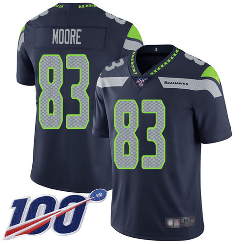 Seattle Seahawks Limited Navy Blue Men David Moore Home Jersey NFL Football #83 100th Season Vapor Untouchable